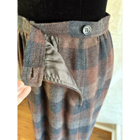 VTG Pendleton Plaid Wool Blazer Skirt Set - Small Brown USA Dark Academia Preppy - Picture 13 of 15